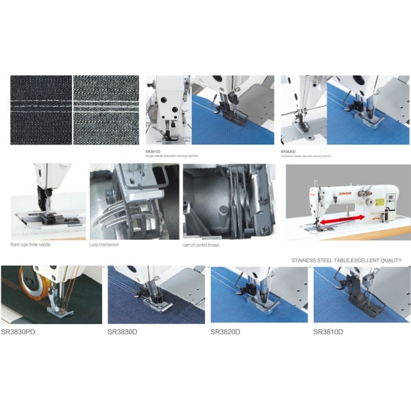 Masina de cusut cu 2 ace cusatura lant pentru pantaloni si blugi SK3820D / SK3800D