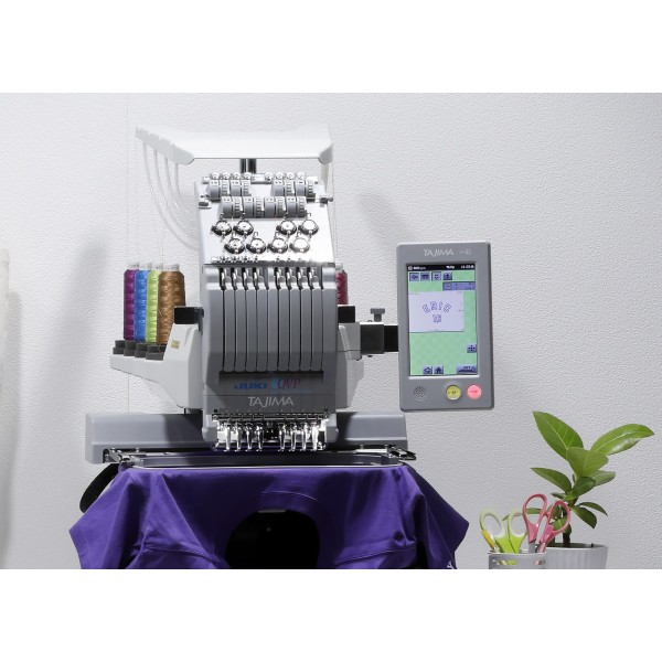 Masina de brodat Juki Tajima Sai MDPS0801C QVP-SAI cu kit broderie pe manusi, ciorapi, sepci, soft Tajima Writer Plus