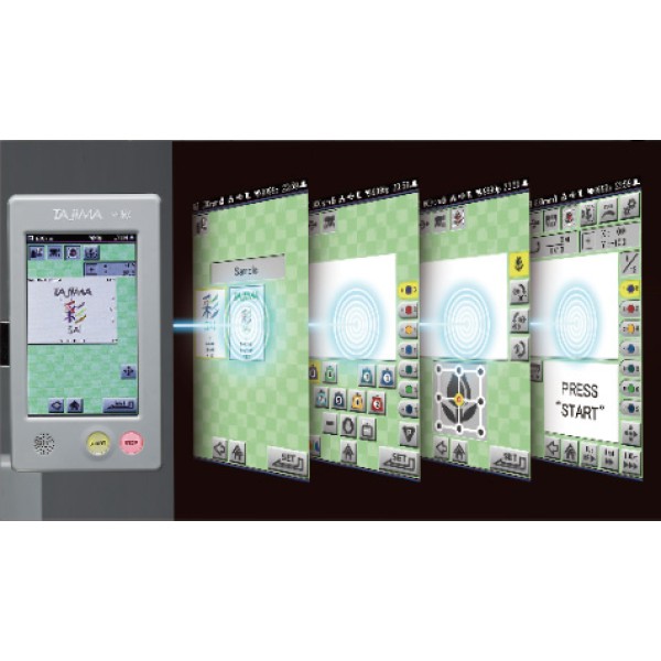 Masina de brodat Juki Tajima Sai MDPS0801C QVP-SAI cu kit broderie pe manusi, ciorapi, sepci, soft Tajima Writer Plus