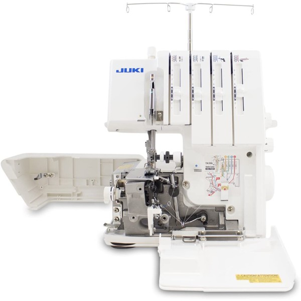 Masina de surfilat casnica tesaturi normale, elastice, cât si tricotate 2 ace 4 fire, dispozitiv infilare graifer inferior JUKI MO-114D