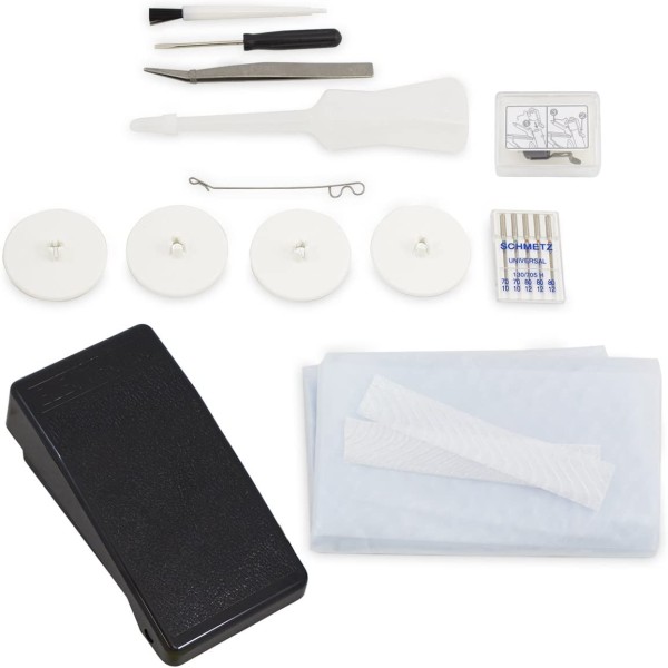 Masina de surfilat casnica tesaturi normale, elastice, cât si tricotate 2 ace 4 fire, dispozitiv infilare graifer inferior JUKI MO-114D