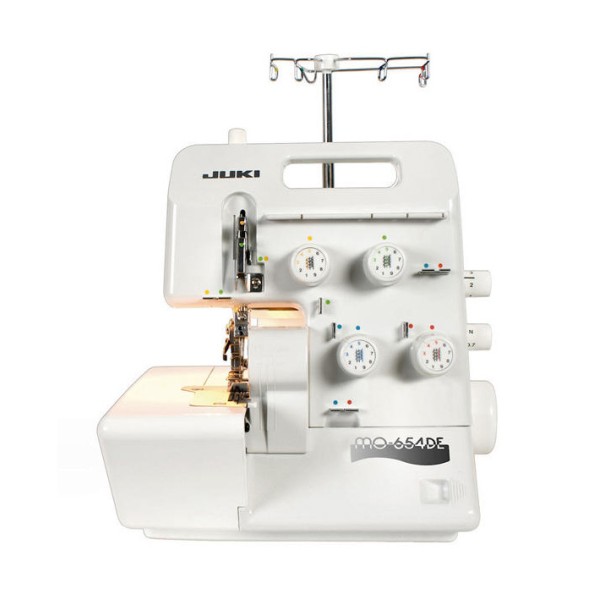 Masina de surfilat casnica 2 ace 4 fire, cu avans diferential si dispozitiv executie tiv rulat JUKI MO-654DE Pearl Line