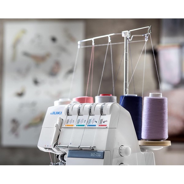 Masina de cusut casnica Overlock cu 2 ace, 2/3/4/5 fire cu avans diferential, cusatura lant si cusatura de acoperire JUKI MO-735